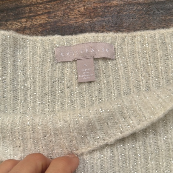 Womens Shimmer Raglan Long Sleeve Ballet Neck Rib Metallic Sweater M  wool blend - Picture 5 of 12